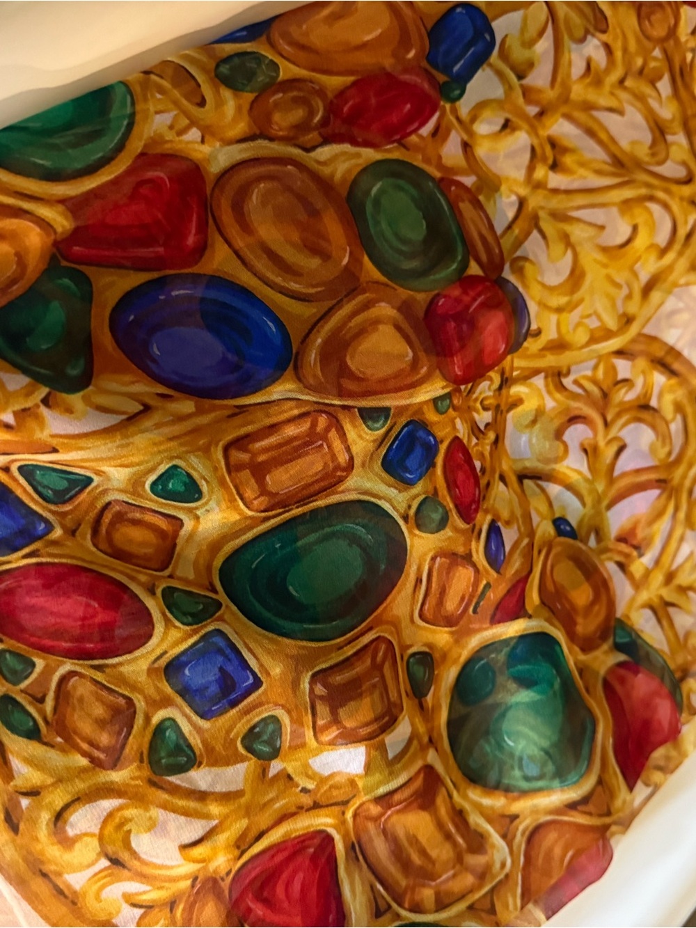 CHANEL Vintage Gripoix Jewel Print 100% Silk Scarf – Made in Italy